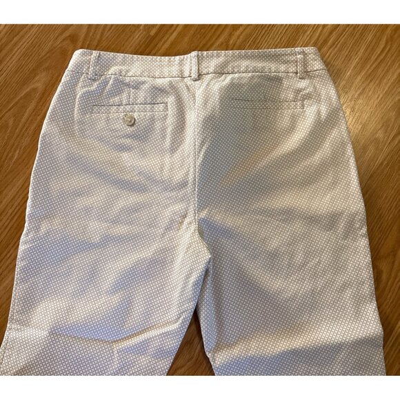 Dalia Ankle Pants Womens Beige Geometric Pattern Size 8 Cotton Spandex Pockets - Picture 7 of 8